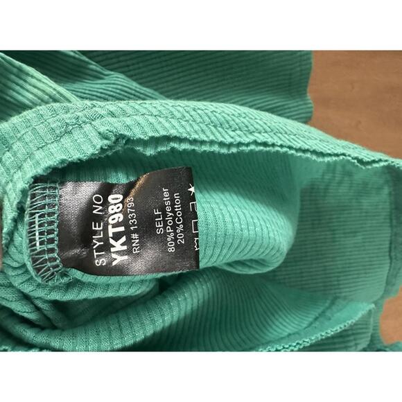 POL Wide Sleeve Oversized Thermal Knit Top Teal Blue / Green Women’s size Small - Picture 9 of 9